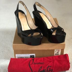 Christian Louboutin patent sling back shoe